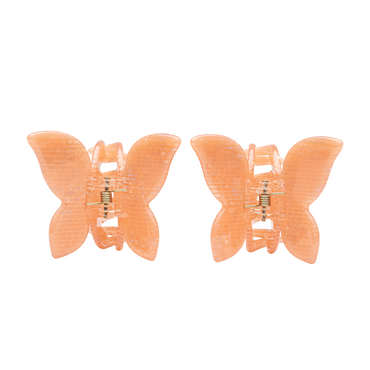 MINI BUTTERFLY CLIPS TEXTURE PEACH